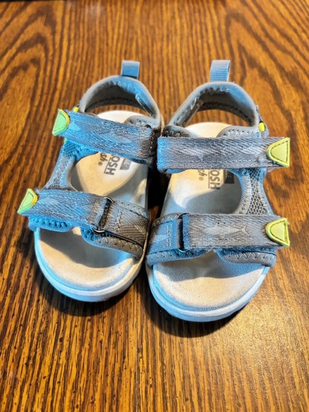 5 Pairs of Toddler Adjustable Sandals in Brown, Navy, Green, Gray and Black